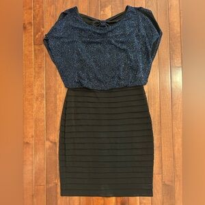 Melrose Sparkly Blue and Black Evening Dress Size 6